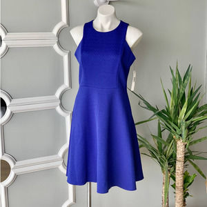 Adorne Sleeveless Scuba Knit Flare Mini Dress in Blue Size 8